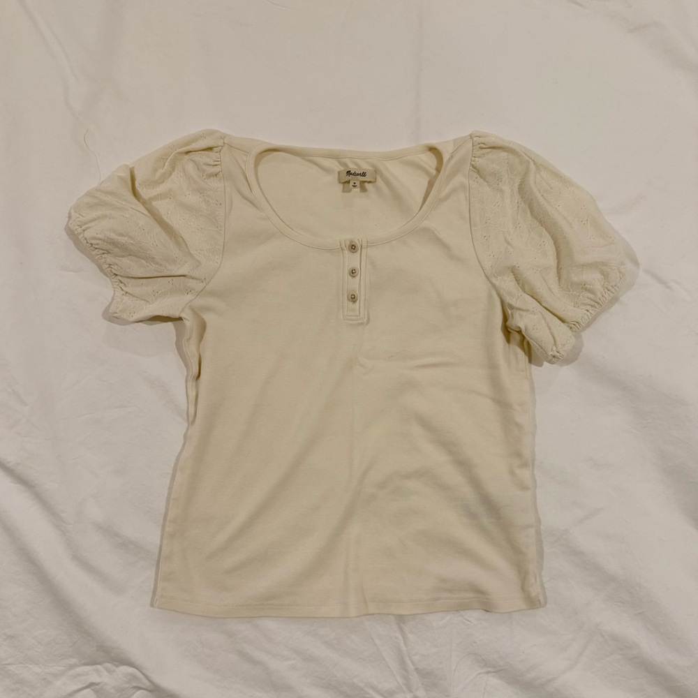 Off-white Madewell puff sleeve top